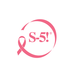 pink breast cancer ribbon wrapped around S-5! logo